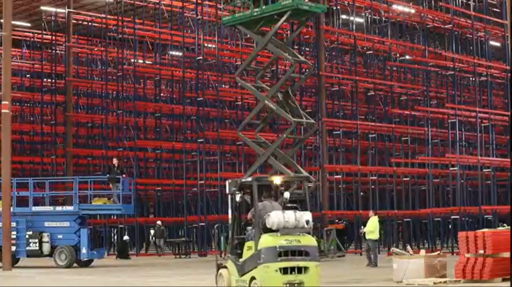 A scissor lift extended all the way up