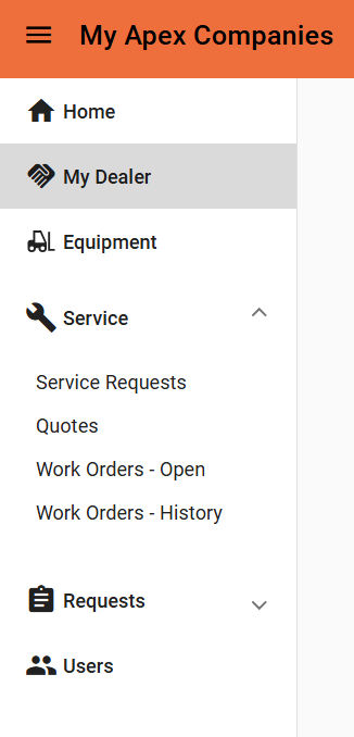 Customer portal additional navigation features |Apex Companies